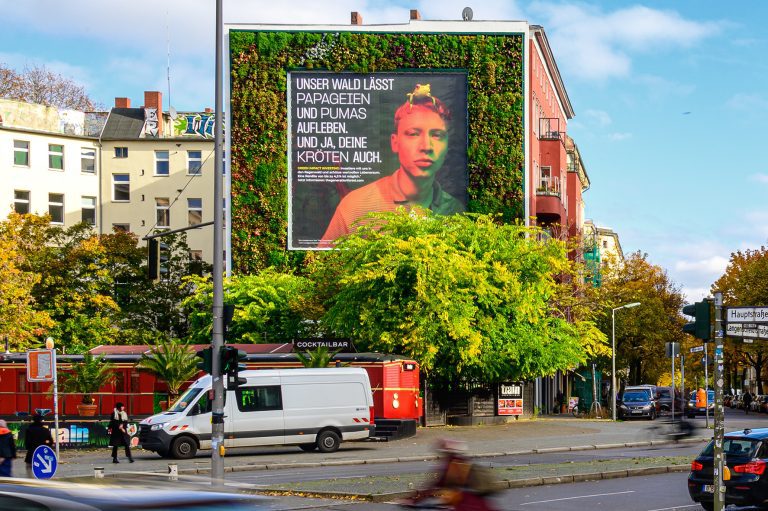 Green campaign highlight: Generation Forest advertises in blowUP media’s Vertical Garden in Berlin