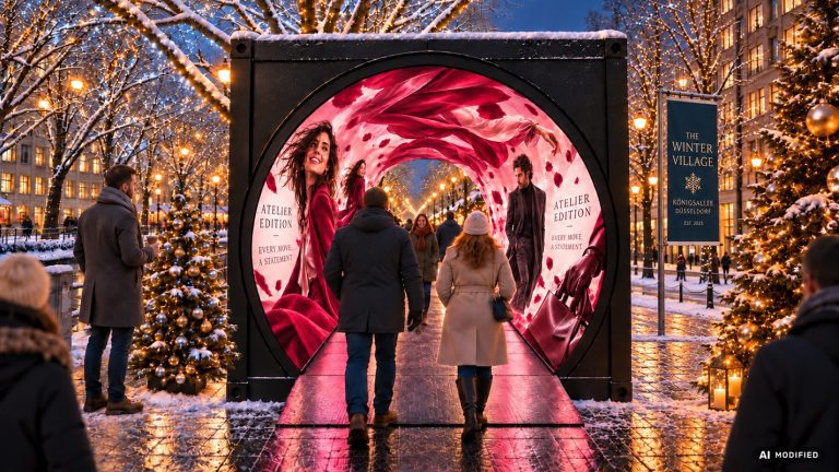 The Portal: A new LED tunnel on Königsallee brings brand worlds to life right in the heart of the Christmas market